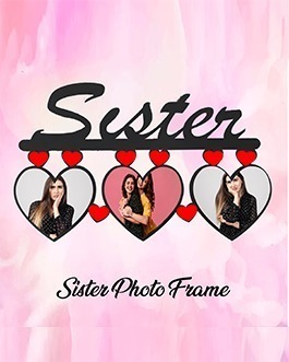 Misbh MDF  sister frame 3 Personalised photo frame with 3 photos