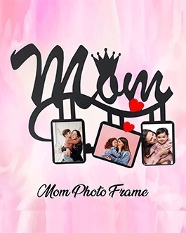 Misbh MDF Mom With Crown Frame Personalised Photo Frame With 3 Photos