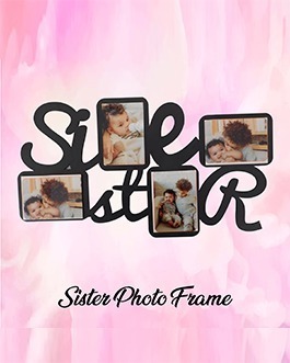 Misbh MDF  sister frame 2 Personalised photo frame with 4 photos