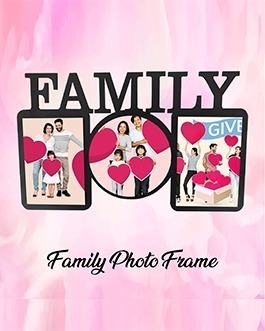 Misbh MDF Small Family  Personalised photo frame with 3 photos