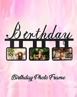 Misbh MDF happy birthday   Personalised photo frame with 3 photos