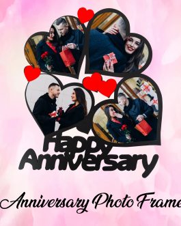 Misbh MDF Happy Anniversary Personalised photo frame with 4 photos