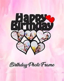 Misbh MDF happy birthday heart 2 Personalised photo frame with 5 photos