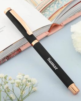 Personalized Black and Gold Rollerball Pen