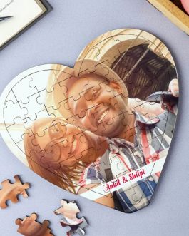 Forever Love Personalized Wooden Jigsaw Heart Puzzle