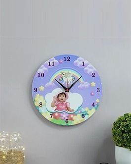 Rainbow And Unicorn Personalized Wooden Wall Clock