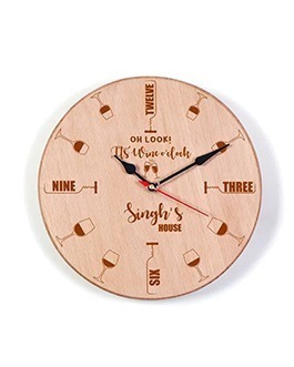 Personalized Wine O’ Clock Wooden Wall Clock