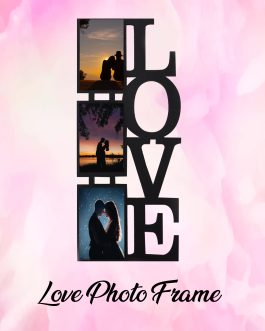 Misbh MDF  love frame 3 Personalised photo frame with 3 photos