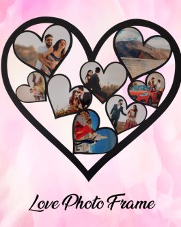 Misbh MDF   heart shape  Personalised photo frame with 8 photos