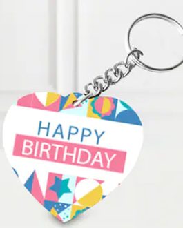Happy birthday heart shape  Personalized photo Key Chain