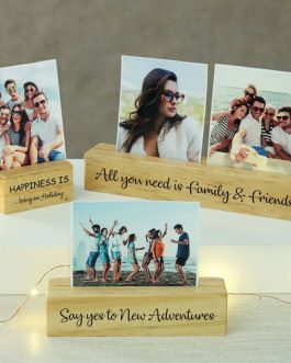 Personalized Handmade Wooden Photo Stand Set