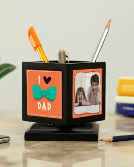 Personalized Wooden love you dad Pen Stand
