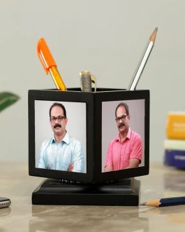 Personalized Wooden dad photo Pen Stand