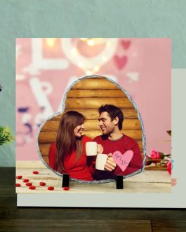 Personalized Rock Tile Heart Shape Photo stand