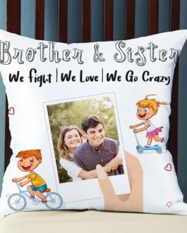 brother and sister double sideded photo cushion