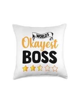 Boss’s Day Gift Manager Funny World’s Okayest Boss Throw Pillow