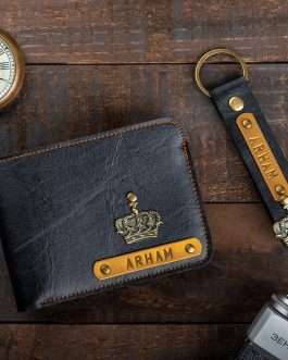 Black Personalised Wallet & Keychain