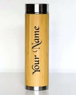 Customized Water Bottle with Name Bamboo Stainless Steel Flask Water Bottle