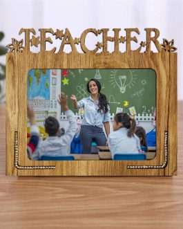 Decorative Teacher Hand Crafted Wooden Table Photo Frame, Multicolour, Medium