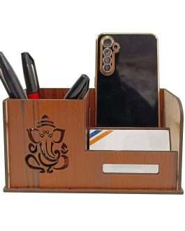 Ganesh Ji Design Inside Pen Stand Card Holder For Study Table Mdf Pencil Holder Penstand, Engineered Wood