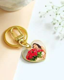 Personalized Heart-Shaped Gold Keychain For Her