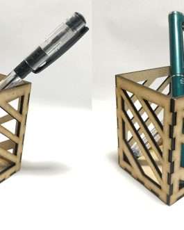 Laser Cut Pine Wood Mdf Pen Stand Desk