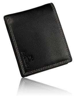 SHDESIGN Kings Genuine Leather Wallet for Men Black 7 Card Slot 3 Transparent ID Card Slot