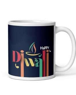 TheHappyBox Ceramic Happy Diwali Greeting Gift Designer Printed Coffee Mug Gift for Diwali 350ml