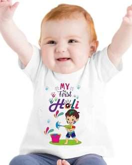My First Holi Tshirt for Kids Baby boy Girl Infant Unisex Half Sleev Round Neck Tshirts