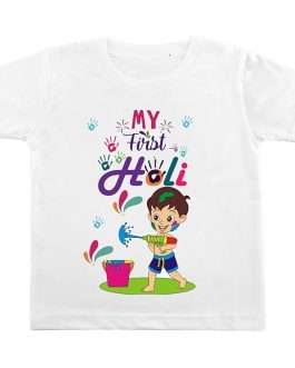 My First Holi Tshirt for Kids Baby boy Girl Infant Unisex Half Sleev Round Neck Tshirts
