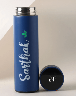 Personalised Blue LED Temperature Bottle