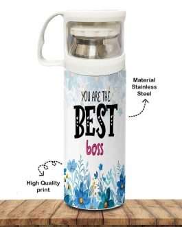 Misbh Boss Printed Vacuum Insulated Hot & Cold Thermos Water Bottle