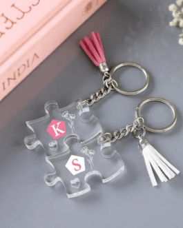 Jigsaw Puzzle Personalized Couple Keychains (Set of 2)