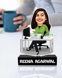 Misbh Personalized Gift for Working Women – Toony Caricature Standee With Customized caption for Female Employees & Boss