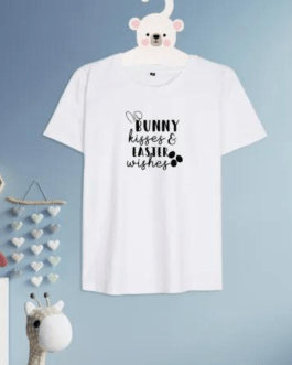 Bunny Kisses & Easter Wishes White T-Shirt for Girls