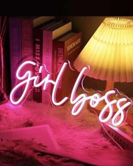 Misbh Pink Girl Boss LED Neon Light Sign Cool Girls Bedroom Desk Wall Decor Signs Boss Lady Babe Birthday Christmas Bestie Gift