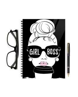 Misbh Printed Notebook Diary n Keychain Combo | Girl Boss | Unrulled Diary | A5 Notepad | Writing Journal | Personal Diary | Daily Notebook