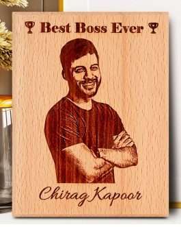 Misbh Gift for Boss – Personalized Engraved Wooden Photo Plaque