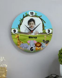 Animal Kingdom Kids Personalized Wooden Wall Clock