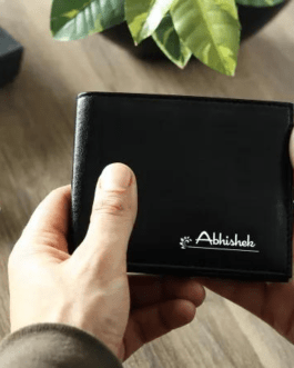 Personalized Black Leather Wallet for Men