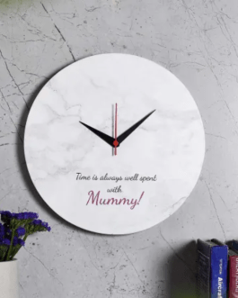 White Marble Finish Wall Clock for Mom